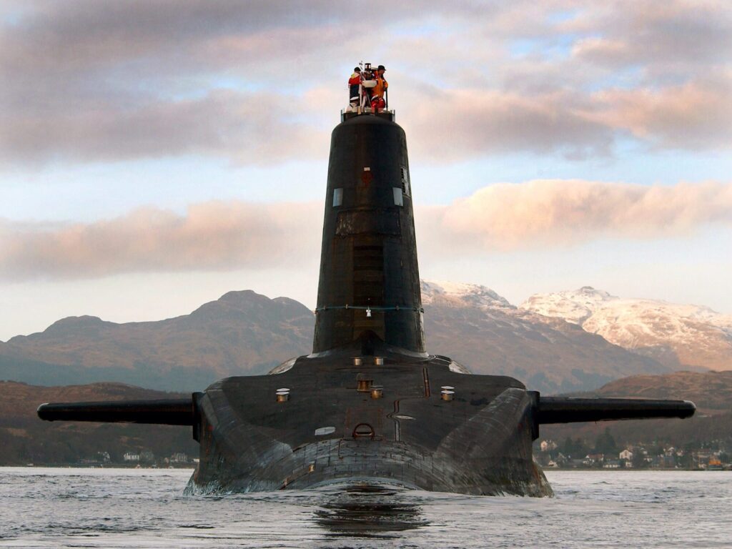 HMS Victorious leaving Faslane.